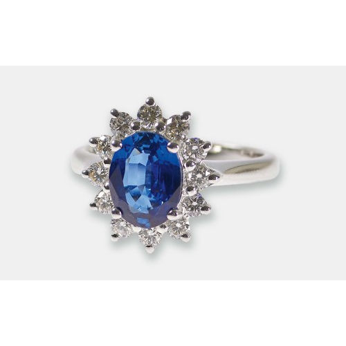 SAPHIR-DIAMANT-RING : (DOBIASCHOFSKY AUKTIONEN AG)