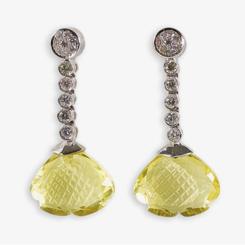 LEMONQUARZ-DIAMANT-OHRH�NGER : (DOBIASCHOFSKY AUKTIONEN AG)