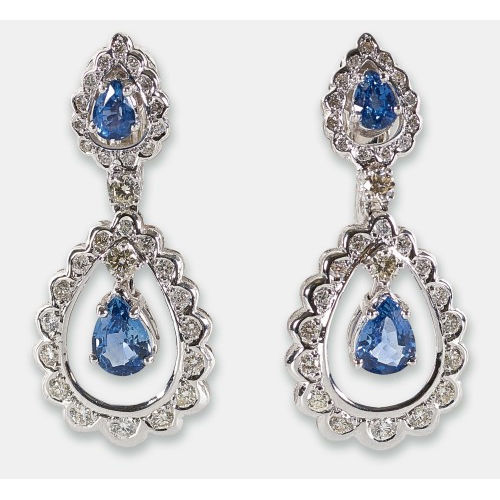 SAPHIR-DIAMANT-OHRH�NGER : (DOBIASCHOFSKY AUKTIONEN AG)