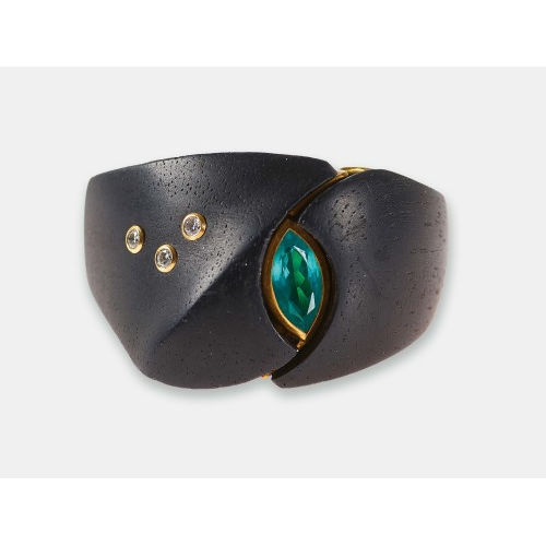 EBENHOLZ-PARAIBA TURMALIN-RING : (DOBIASCHOFSKY AUKTIONEN AG)