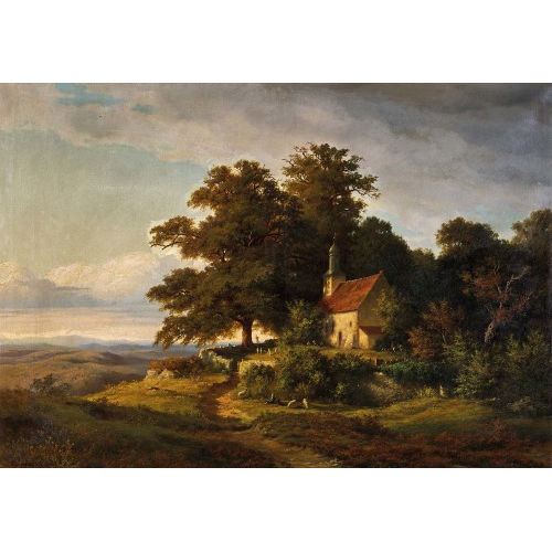 AUGUST FRITZ : Sommerlandschaft mit Kapelle (DOBIASCHOFSKY AUKTIONEN AG)