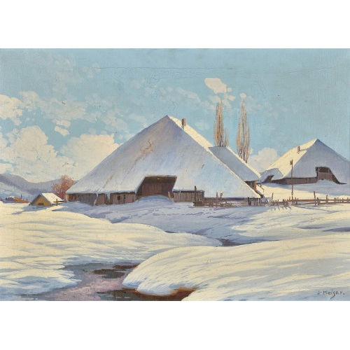 GEORG JOSEPH JAKOB KEISER : Emmentaler Dorflandschaft im sonnigen Winter (DOBIASCHOFSKY AUKTIONEN AG)