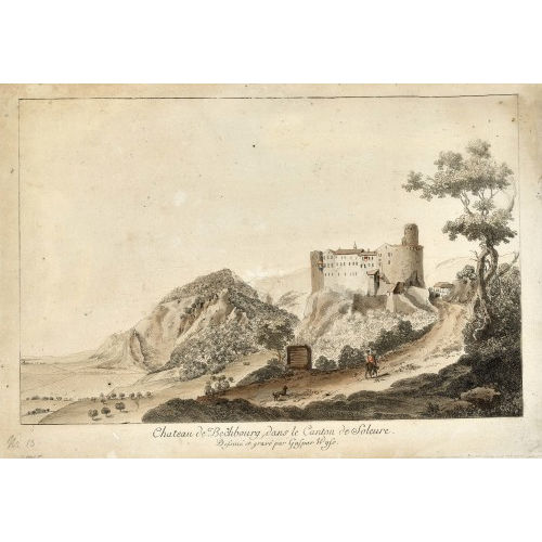 CASPAR LEONTIUS WYSS : 'Chateau de Bechbourg, dans le Canton de Soleure' (DOBIASCHOFSKY AUKTIONEN AG)
