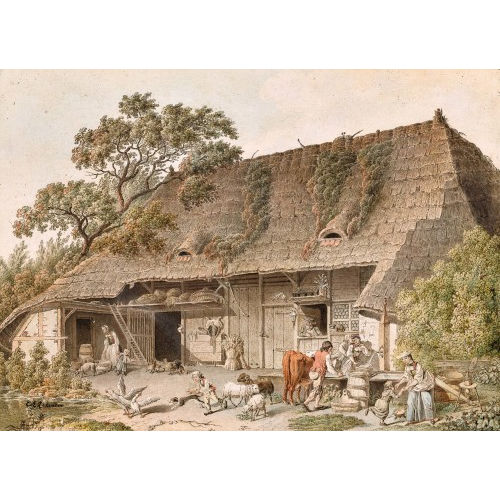 CARL LUDWIG ZEHENDER : L�ndliche Szene vor einem Bauernhaus (DOBIASCHOFSKY AUKTIONEN AG)