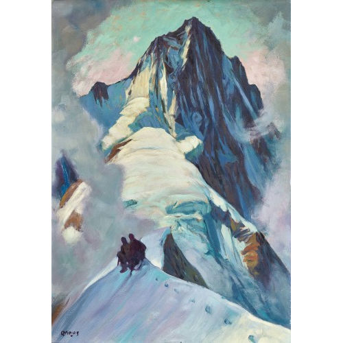 CARL FRANZ MOOS : Grat zwischen Oberaarhorn und Studerhorn mit Finsteraarhorn (DOBIASCHOFSKY AUKTIONEN AG)
