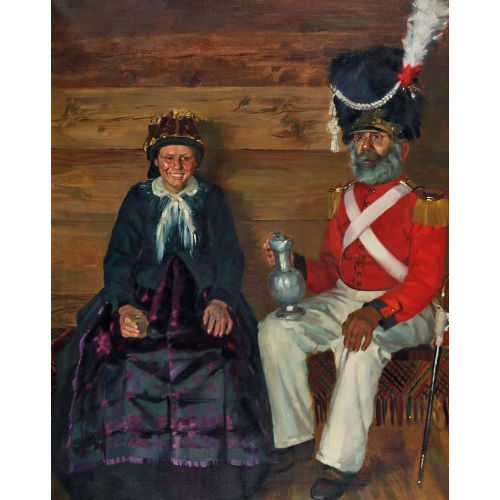 KARL ANNELER : Walliser Trachtenfrau und ein Herrgottsgrenadier (DOBIASCHOFSKY AUKTIONEN AG)