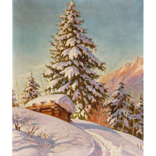 KONSTANTIN ALEXANDROVITCH WESCHTSCHILOFF : Sonnige Winterlandschaft (DOBIASCHOFSKY AUKTIONEN AG)