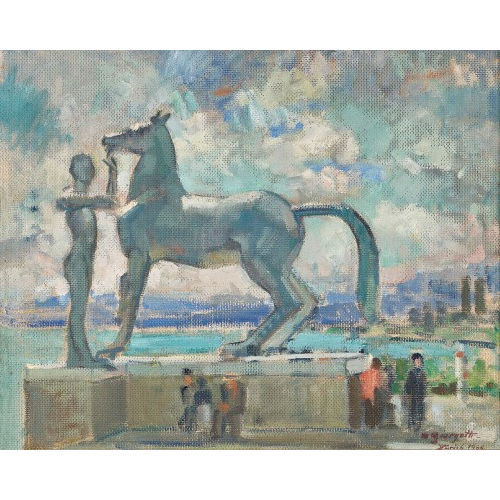 ANGELO GIORGETTI : 'Knabe mit Pferd' von Otto Charles B�nninger am Z�richseeufer (DOBIASCHOFSKY AUKTIONEN AG)