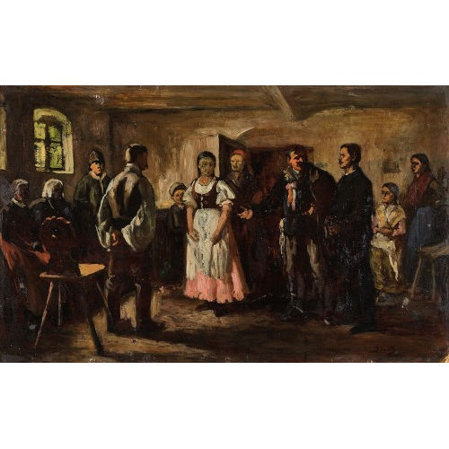 SANDOR ALEXANDER BIHARI : Szene in b�uerlichem Interieur (DOBIASCHOFSKY AUKTIONEN AG)