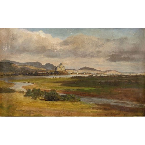 SANDOR BRODSZKY : Donaulandschaft mit Esztergom (DOBIASCHOFSKY AUKTIONEN AG)