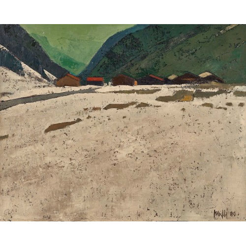 WALTER MAFLI : Gebirgslandschaft mit H�usern (DOBIASCHOFSKY AUKTIONEN AG)