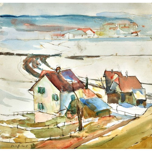 FRIEDRICH TRAFFELET : Landschaft mit H�usern (DOBIASCHOFSKY AUKTIONEN AG)