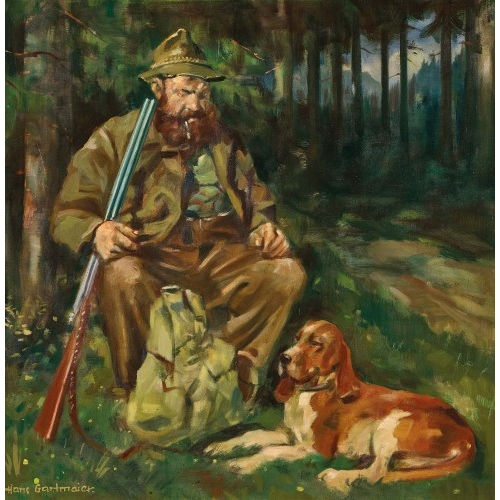 HANS GARTMEIER : Der J�ger mit seinem Hund (DOBIASCHOFSKY AUKTIONEN AG)