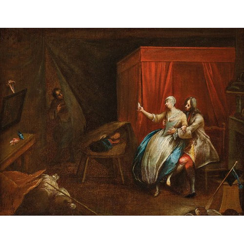 PIETRO LONGHI : Interieur mit Liebespaar (DOBIASCHOFSKY AUKTIONEN AG)