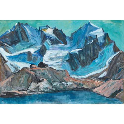 EDMUND WUNDERLICH : Fuorcla Surlej mit Piz Bernina und Piz Roseg (DOBIASCHOFSKY AUKTIONEN AG)