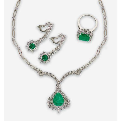 SMARAGD-DIAMANT-SET : Bucherer, 1980er Jahre (DOBIASCHOFSKY AUKTIONEN AG)