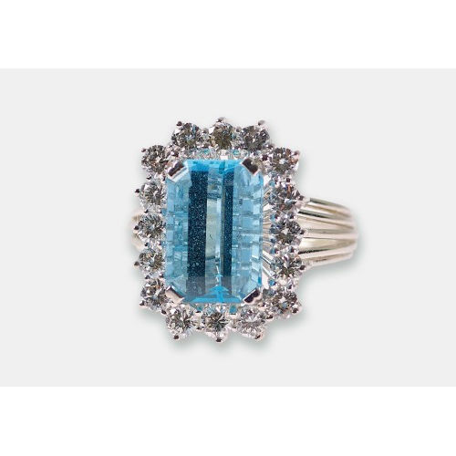 AQUAMARIN-DIAMANT-RING : Bucherer, Luzern (DOBIASCHOFSKY AUKTIONEN AG)