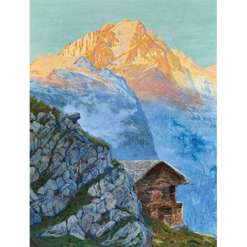 REMO PATOCCHI : Blick von M�rren auf die Jungfrau im Abendrot (DOBIASCHOFSKY AUKTIONEN AG)