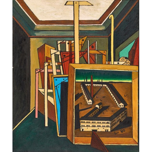 MIKE BIDLO : 'Not de Chirico (Metaphysical Interior with Workshop, 1948)' (DOBIASCHOFSKY AUKTIONEN AG)