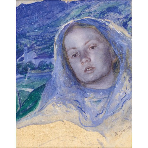 AUGUSTO SARTORI : Junge Frau vor Landschaft (DOBIASCHOFSKY AUKTIONEN AG)