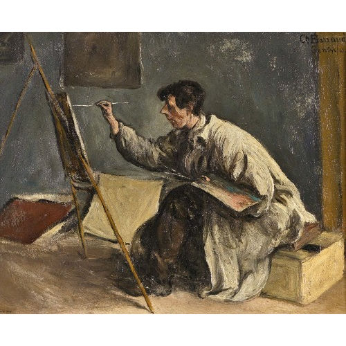 CHARLES PAUL REYNOLD BARRAUD : 'Albert Locca au chevalet' (DOBIASCHOFSKY AUKTIONEN AG)