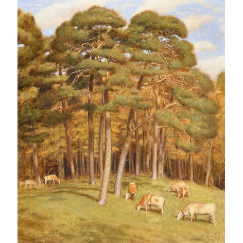 PAUL ANDR� F�LIX ROBERT : Weidende K�he am Waldrand (DOBIASCHOFSKY AUKTIONEN AG)