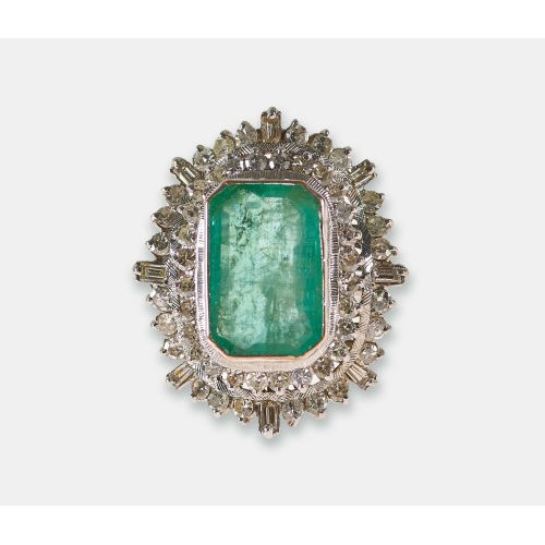 SMARAGD-DIAMANT-RING : (DOBIASCHOFSKY AUKTIONEN AG)