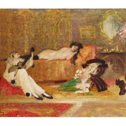 FAUSTO AGNELLI : Interieur mit liegender Dame und Gitarrenspielerin (DOBIASCHOFSKY AUKTIONEN AG)