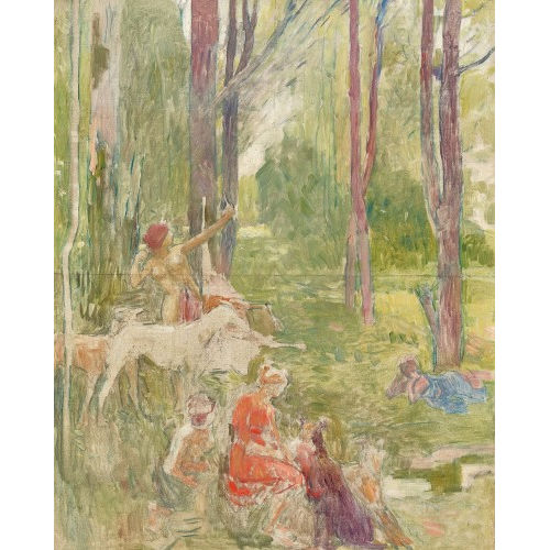 19./20. JH. FRANKREICH : Waldst�ck mit ruhenden Frauen (DOBIASCHOFSKY AUKTIONEN AG)