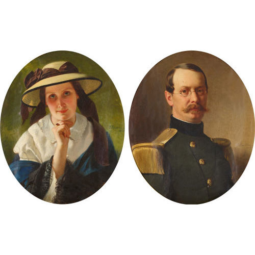 CHARLES �DOUARD BOUTIBONNE : Bildnisse von Paul Friedrich von Steiger (1824-1890) und Theresia (1829-1913) von Steiger (DOBIASCHOFSKY AUKTIONEN AG)