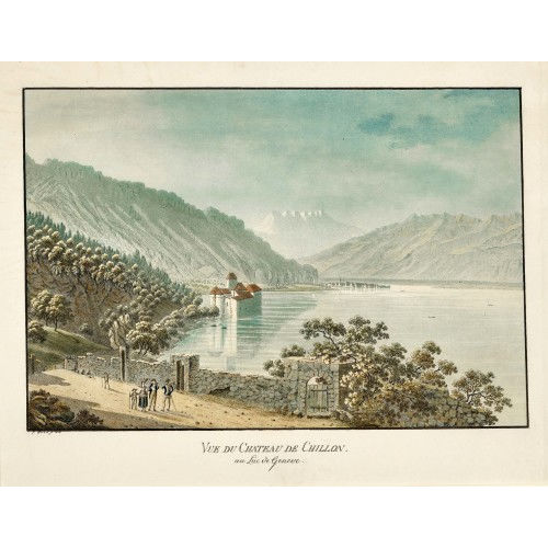 JAKOB SAMUEL WEIBEL : 'Vue du Chateau de Chillon. au Lac de Geneve' (DOBIASCHOFSKY AUKTIONEN AG)
