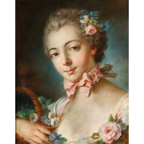 FRAN�OIS BOUCHER : Marie Am�lie Baudouin, die Tochter des K�nstlers, als Flora (DOBIASCHOFSKY AUKTIONEN AG)