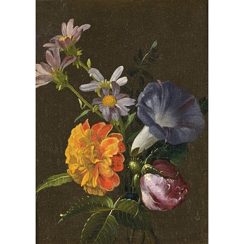 19. JH. HOLLAND : Blumenstrauss mit Tagetes, Rose, Winde und Astern (DOBIASCHOFSKY AUKTIONEN AG)