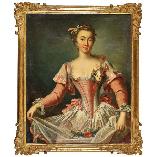 18. JH. FRANKREICH : Bildnis einer eleganten jungen Frau mit Blumenschmuck (DOBIASCHOFSKY AUKTIONEN AG)
