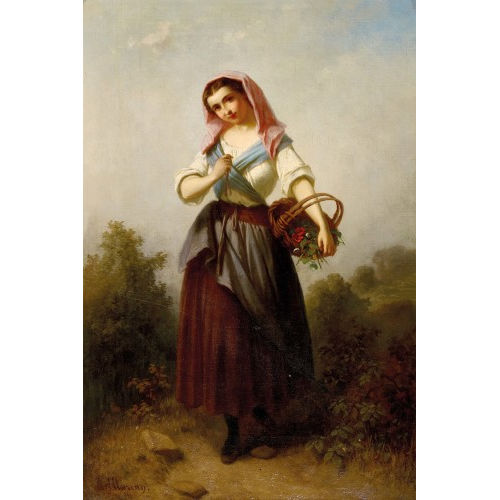 FERDINAND MAROHN : Junge B�uerin mit Blumenkorb (DOBIASCHOFSKY AUKTIONEN AG)