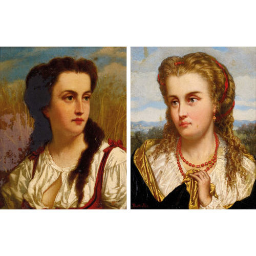 JAN FREDERIK PIETER PORTIELJE : Zwei Damenportr�ts vor Landschaft. Gegenst�cke (DOBIASCHOFSKY AUKTIONEN AG)
