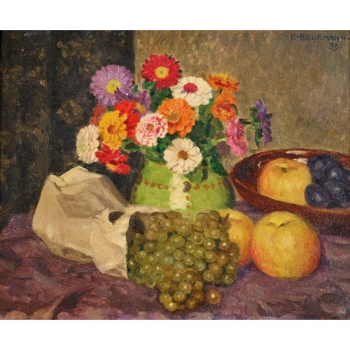 EMIL BEURMANN : 'Stilleben mit Trauben und Blumen' (DOBIASCHOFSKY AUKTIONEN AG)