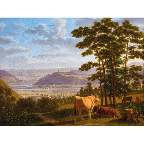 JOHANN JAKOB BIEDERMANN : Blick vom Sulzkopf bei Muttenz gegen Basel (DOBIASCHOFSKY AUKTIONEN AG)