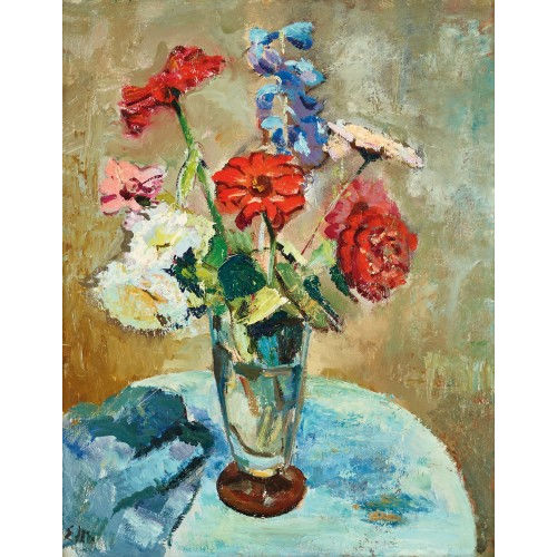 ERNST MORGENTHALER : Blumenbouquet in Glasvase (DOBIASCHOFSKY AUKTIONEN AG)