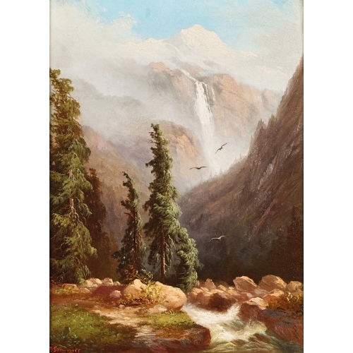 FERDINAND SOMMER : Das Lauterbrunnental mit Schmadribachfall und Jungfrau (DOBIASCHOFSKY AUKTIONEN AG)