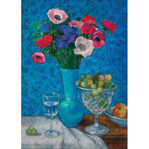 FRAN�OIS GALL : Stillleben mit Anemonen und Trauben in Gl�sern (DOBIASCHOFSKY AUKTIONEN AG)