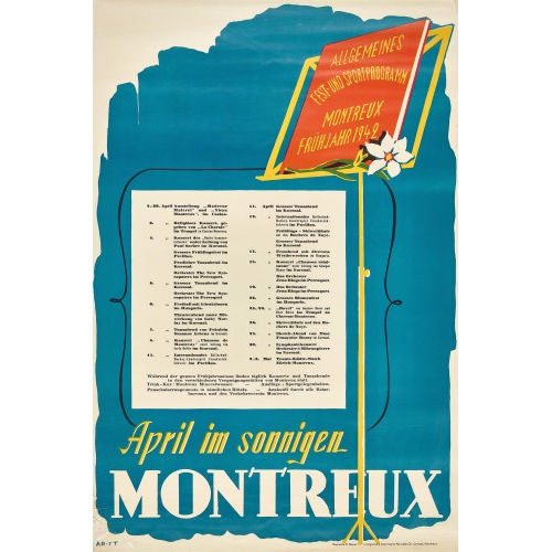 ANONYM : 'April im sonnigen Montreux. Allgemeines Fest- und Sportprogramm Montreux Fr�hjahr 1942' (DOBIASCHOFSKY AUKTIONEN AG)