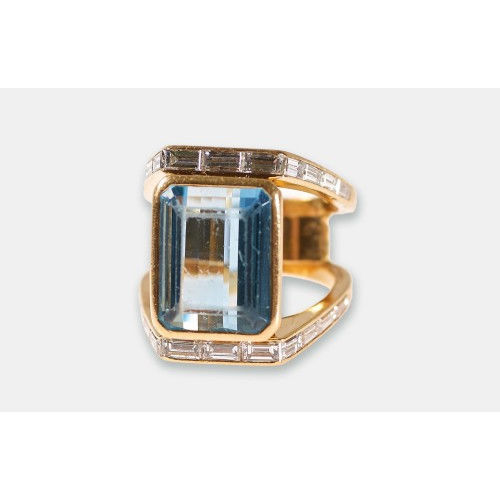AQUAMARIN-DIAMANT-RING : (DOBIASCHOFSKY AUKTIONEN AG)