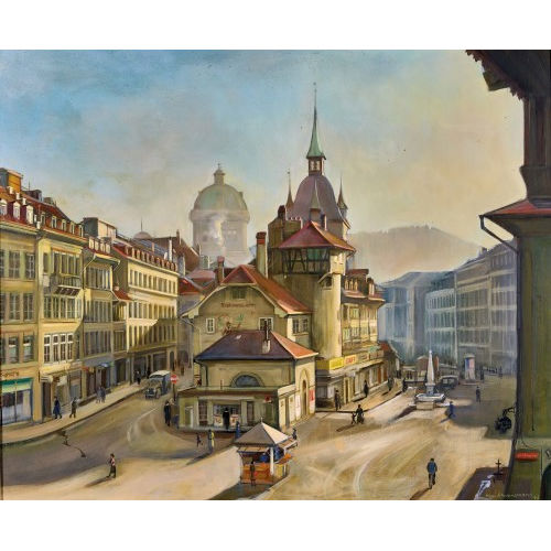 HANS RUDOLF SCHWARZENBACH : Der Berner Waisenhausplatz mit Holl�nderturm (DOBIASCHOFSKY AUKTIONEN AG)