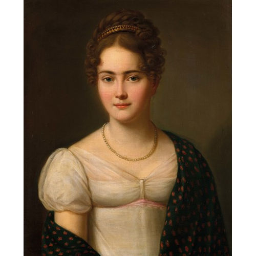 JOHANN DANIEL MOTTET : Portrt einer jungen Frau mit Perlenkette (DOBIASCHOFSKY AUKTIONEN AG)