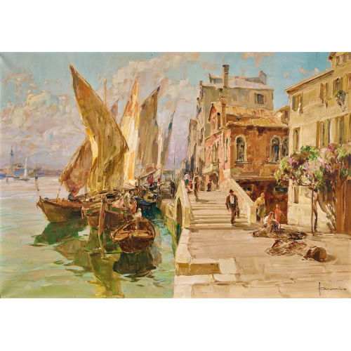 ANGELO BROMBO : 'Riva dei Pescatori' (DOBIASCHOFSKY AUKTIONEN AG)