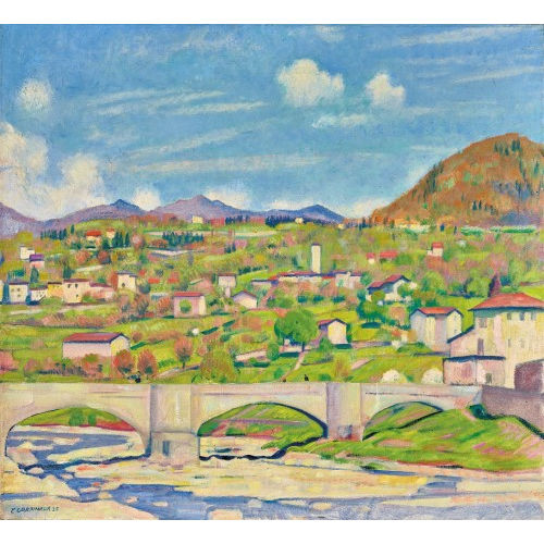 EMIL CARDINAUX : Hgelige Landschaft mit Brcke. (DOBIASCHOFSKY AUKTIONEN AG)