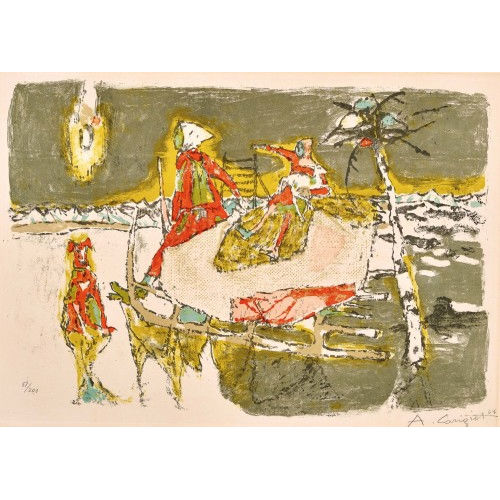 ALOIS CARIGIET : Hornschlitten mit Frau und Kindern (DOBIASCHOFSKY AUKTIONEN AG)