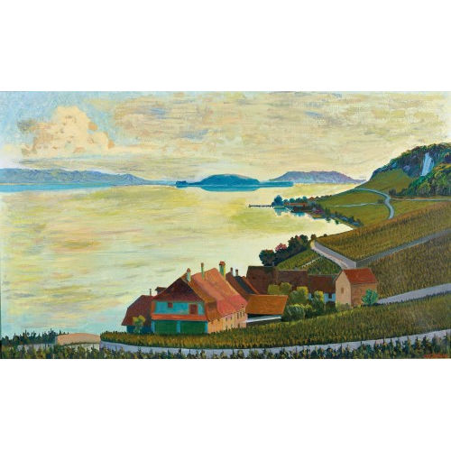 OTTO CL�NIN : Blick auf Bielersee und St. Petersinsel (DOBIASCHOFSKY AUKTIONEN AG)