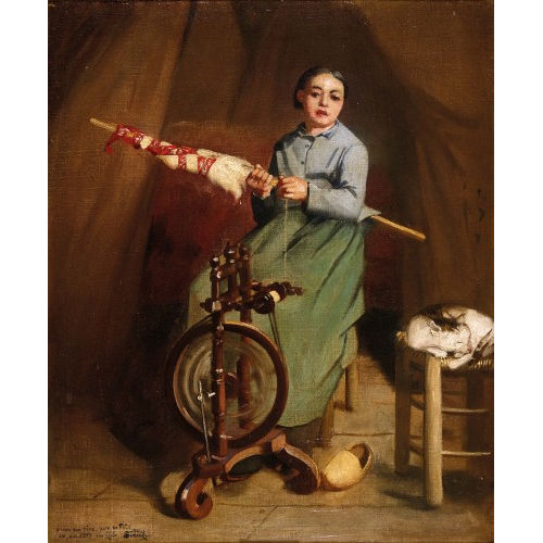GUSTAVE SURAND : Junge Frau am Spinnrad (DOBIASCHOFSKY AUKTIONEN AG)